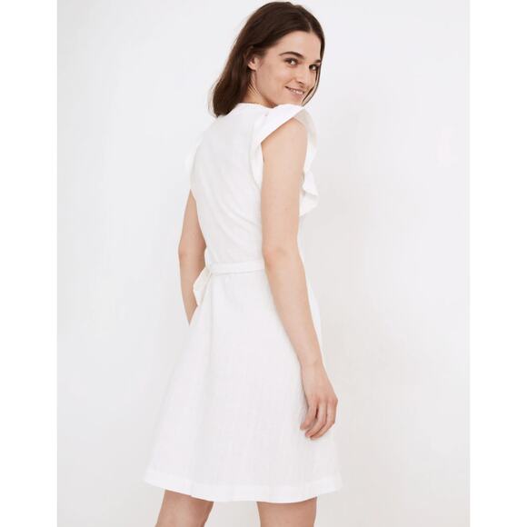 MADEWELL Ruffle-Sleeve Wrap Mini Dress White {XX21} - Picture 3 of 4